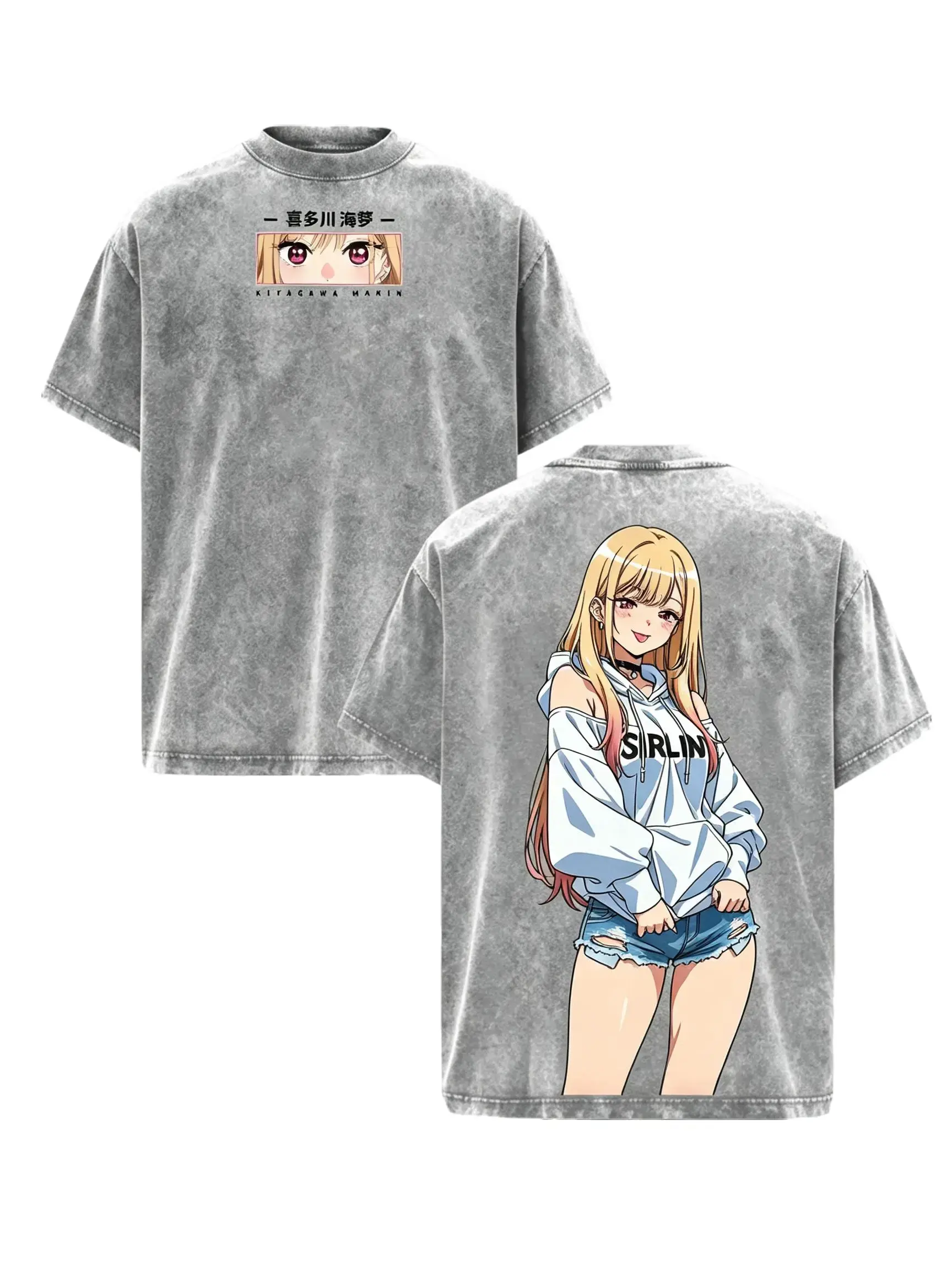Marin Kitagawa | My Dress-Up Darling Washed Tee Streetwear Tee Cosplay Queen — A Girl Who Lives Through Passion” — For Anime Fans, For Drops That Radiate Playful Energy Y2K Streetwear Graphic Tee