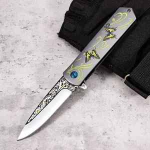 Men’s Tactical Folding EDC Knife for Adults - Full-Steel Ergonomic Handle, Quick-Open Design, Multi-Purpose for Whittling, Carving, Peeling, Camping, Wilderness Survival - Pocket Knife
