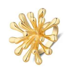 MYTYS Droplet Bloom Ring Radiant Metallic Flower-Inspired Ring for Women Gift Jewelry with Smooth Lines and Exquisite Craftsmanship