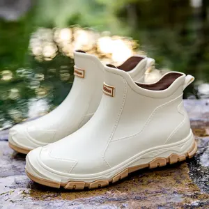 Unisex Lightweight Anti-Slip Rain Boots | Stylish ShortBoots, Versatile for Car Washing and Outdoor Use, Wear-Resistant Non-Slip Sole, Suitable for All-Year Round,Round Toe Design Women