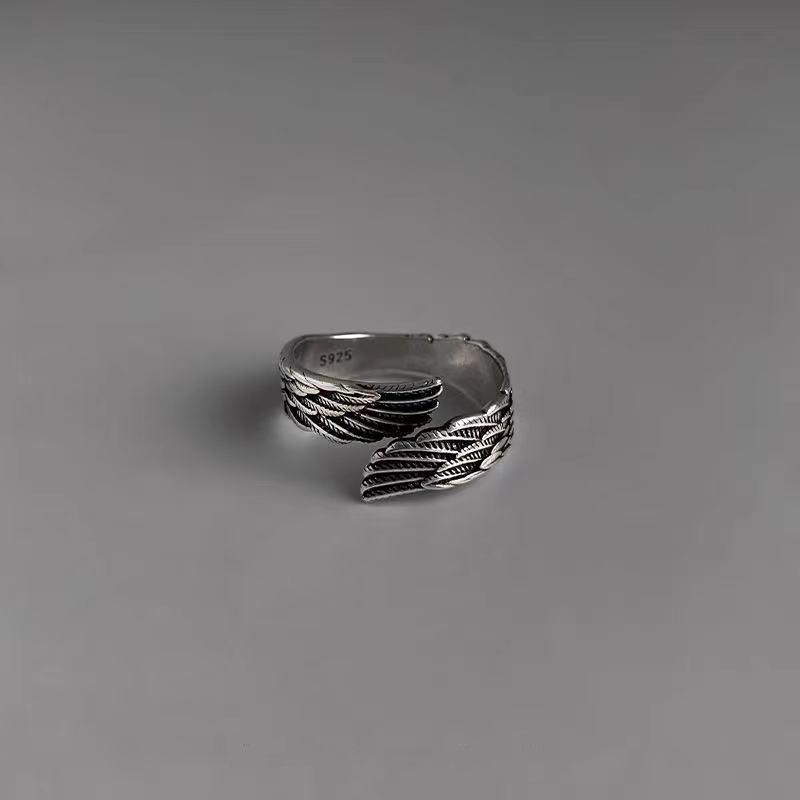 925 Sterling Silver Angel Wing Feather Aesthetic Rings for Women Luxury Jewelry Christmas Accessories with for You Jewelry Fashion Accessories Creative Gift