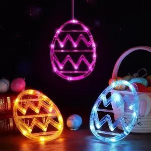 Easter Egg Shaped LED Suction Cup Light, 3 Counts/set Battery Powered LED Hanging Light, Decorative Light for Home Party Festival, Ornaments