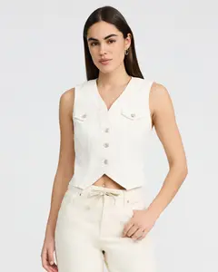 Express Denim V-Neck Blazer Vest