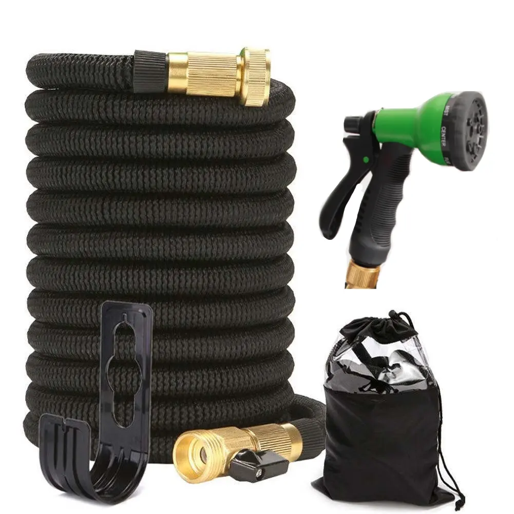 Hose Lightweight Expandable Garden Hose, 75FT -Retractable Garden Hose, Water Hose - No-Kink Flexibility, 3/4 Inch Solid Brass Fittings and Double Latex Core