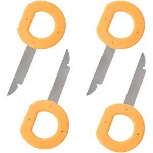 4 Pack Radio Removal Tool kit,Easy Grip Handles and Stiff Blades, Compatible with Audi, VW Volkswagen, Mercedes Benz, BMW OEM Head Unit CD DVD Host Key Disassembly Tool