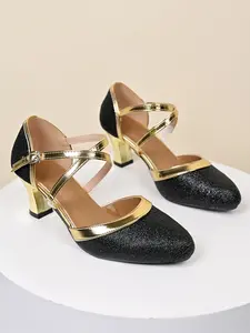 Women's Latin Dance Shoes Summer Outdoor Soft Sole Mid Heel Practice Dancing Sneakers Gold & Silver Color Comfortable Performance Footwear