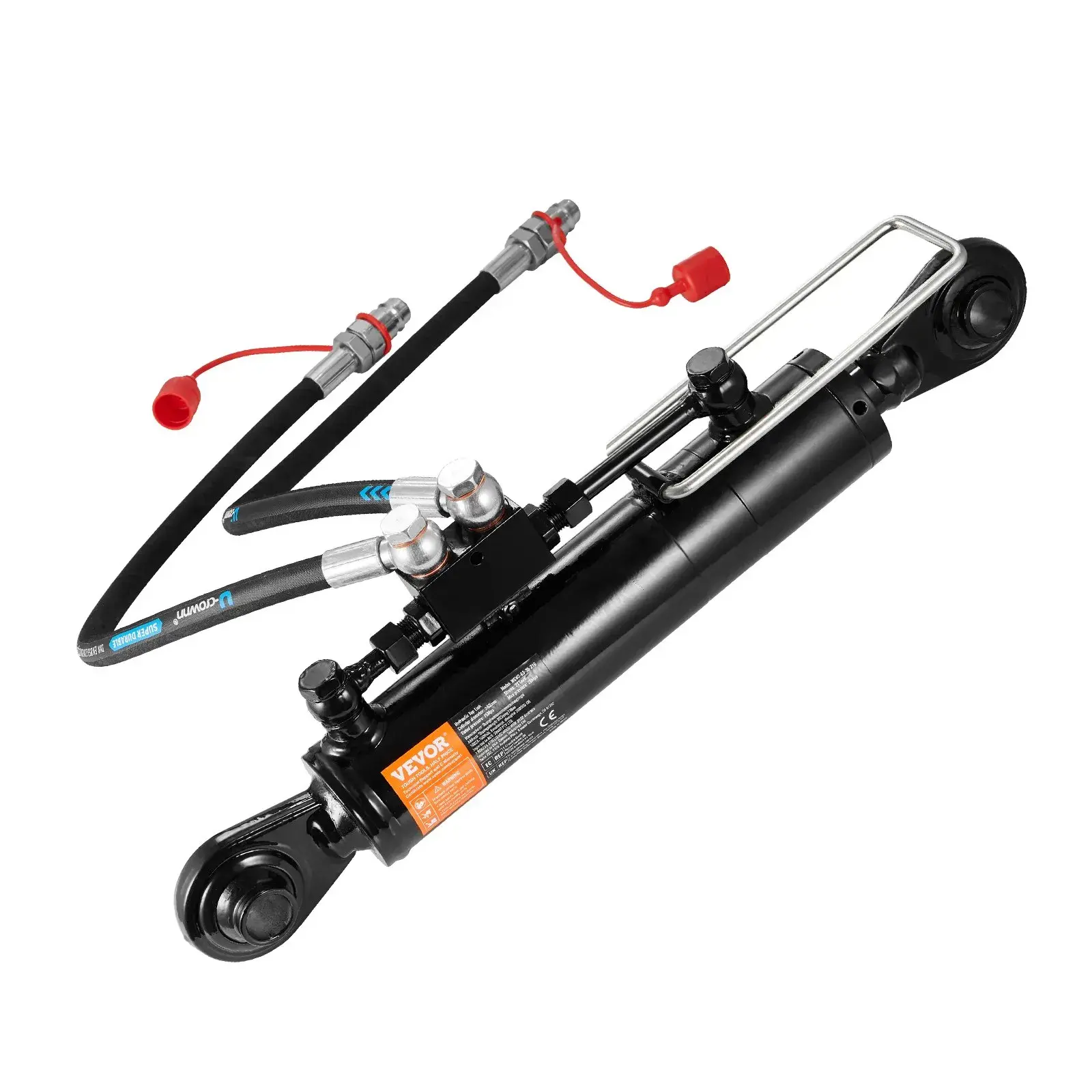 【Summerfinds】VEVOR Hydraulic Top Link Cat. 2-2（8-5/16 in,19-11/16~28 in)Hydraulic Cylinder with 2 Hoses & G3/8" Check Valve, Vehicle Accessories, Transportation, 19-11/16 In, Easy Installation, Push/Pull