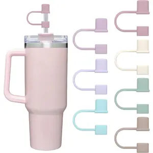 7Pcs Straw Cover Cap for Cup,Simple 10mm(0.4inch) Silicone Straw Toppers for 40&30oz Tumbler Accessories-Multicolor