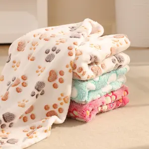 4Pcs Fluffy Pet Sleeping Blankets, Soft Warm Paw Print Puppy Blanket, Cozy Bed Cover for Small Pets