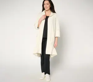 LOGO by Lori Goldstein Regular Long Zip Front Jacket w/ Hood