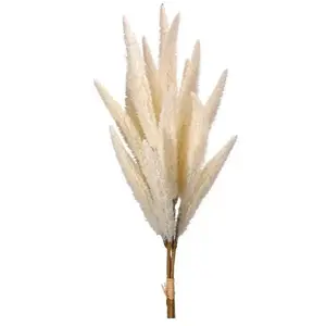 Cream Flocked Foxtail Grass Faux Greenery Stem Bundle of Three  - 25"