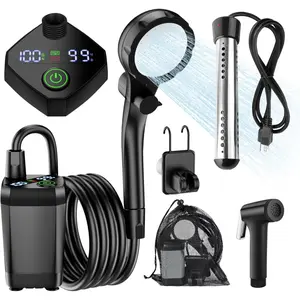 Portable Camping Shower with Heater, Long-Lasting 6000mAh Rechargeable Camping Shower with Sprayer Head,4 Spray Modes,IPX7 Waterproof Outdoor Camp Pump for Hiking, Travel, Car, PetVelvet Bloom15
