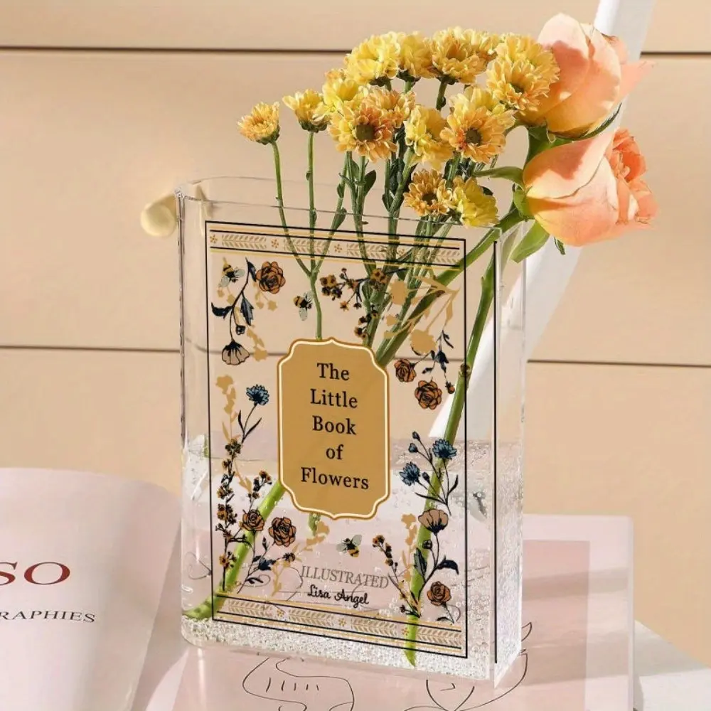 1pc Acrylic Book Vase  "The Little Book of Flowers" Design Contemporary Rectangular Shape Ideal for Bookshelf Bedroom or Office Decor  Perfect Gift for Book Lovers Home Aesthetic Art Piece Perfect for Thanksgiving  Christmas