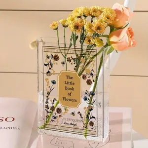 1pc Acrylic Book Vase  "The Little Book of Flowers" Design Contemporary Rectangular Shape Ideal for Bookshelf Bedroom or Office Decor  Perfect Gift for Book Lovers Home Aesthetic Art Piece Perfect for Thanksgiving  Christmas