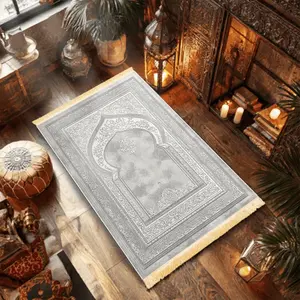 1pc Islamic Prayer Mat: Polyester, Machine - Washable, Indoor/Outdoor Use, Ideal for Pilgrimage & Meditation, Wall Art