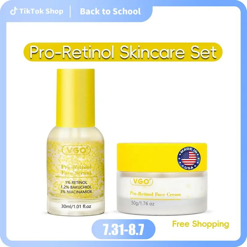 Vgo Pro-retinol Face Serum-1% Retinol, 1.2% Bakuchiol & 3% Niacinamide -Gentle Yet Potent Formula for Sensitive Skin -Skincare Radiance-A