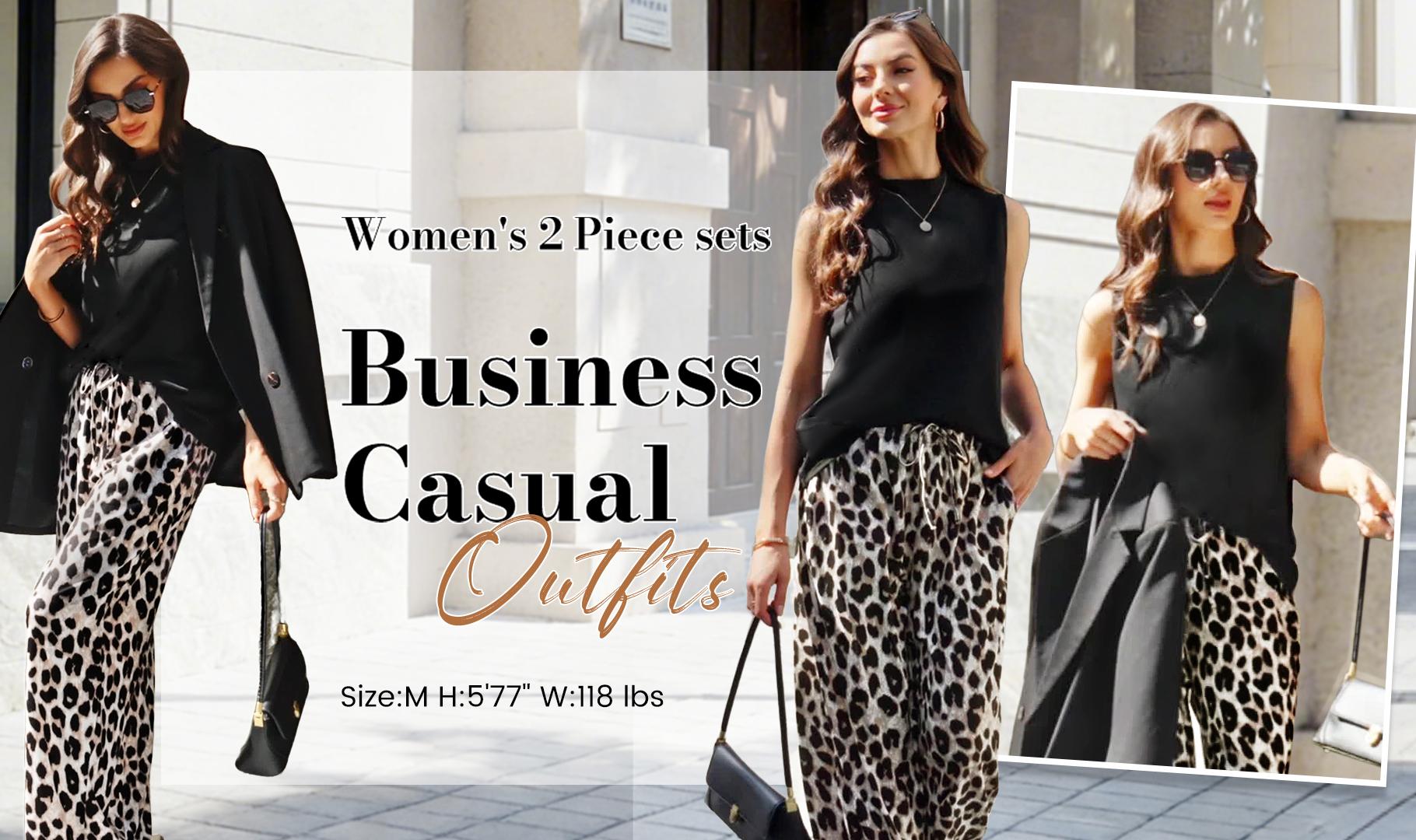 OFEEFAN Two Piece Set for Women Summer Spring Outfits Cruise Travel Airport Beach Vacation Mock Neck Wide Leg Pants Set OFEEFAN Two Piece Set for Women Summer Spring Outfits Cruise Travel Airport Beach Vacation Mock Neck Wide Leg Pants Set