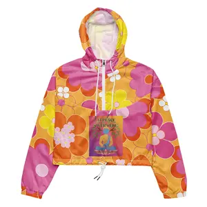 At Peace Over Here Women’s Cropped Windbreaker Jacket – Colorful Streetwear & Lightweight Activewear | PHIM Movement