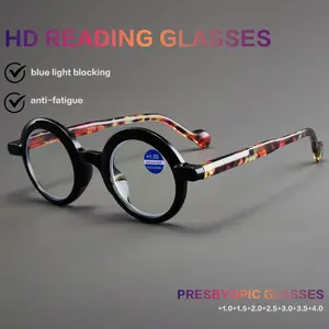 Men Women Fashion Retro Round Large Frame HD Reading Glasses, Elegant Simple PC Material,+1.0 to +4.0 Strength, Lightweight Durable, High Definition Glasses