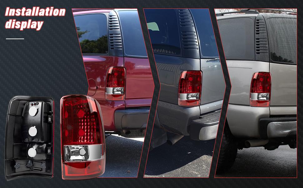 Tail Light Compatible with 2000 2001 2002 2003 2004 2005 2006 Chevy Tahoe GMC Yukon XL Suburban 1500 2500 Rear Lamp Brake Taillights Replacement for GM2819199 GM2801170 Red Housing W/O Bulbs &Harness Tail Light Compatible with 2000 2001 2002 2003 2004 2005 2006 Chevy Tahoe GMC Yukon XL Suburban 1500 2500 Rear Lamp Brake Taillights Replacement for GM2819199 GM2801170 Red Housing W/O Bulbs &Harness