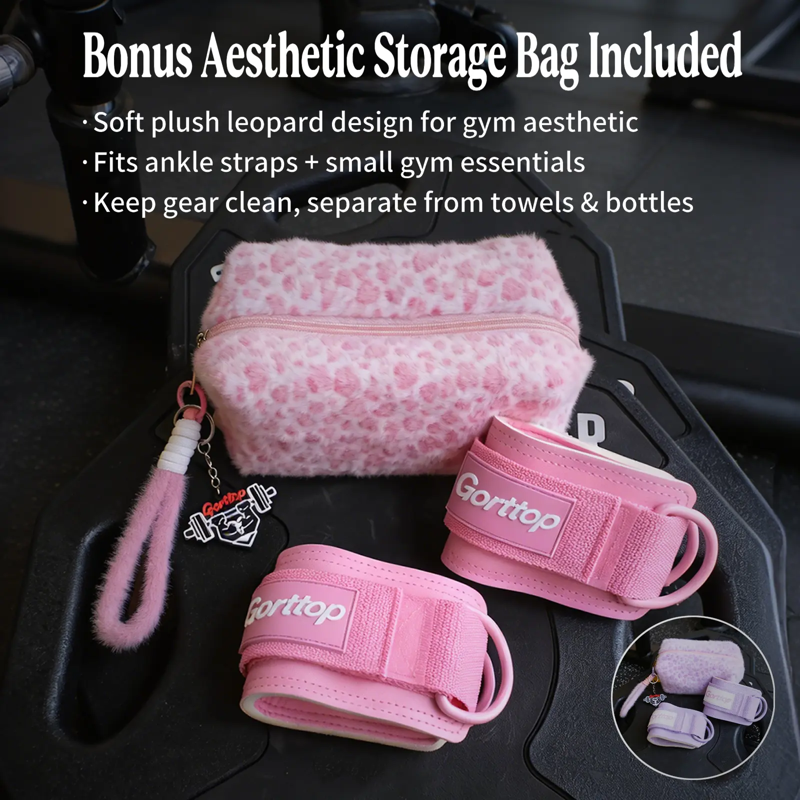 Gorttop Padded Ankle Straps for Cable Machine for Women, Adjustable Glute Kickback Ankle Cuffs with Reinforced D-Rings, Booty Leg Hip Lower Body Training, Gym & Home Gym Workout Equipment with Storage Bag