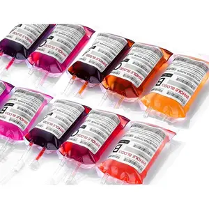 Blood Bags for Drinks, 350ML x 10 IV Bags with Syringe Halloween Party Cups for Halloween Zombie Party Christmas Carnival Theme Parties Children Funny Decoration