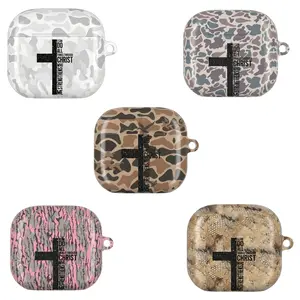 Christian Cross Camo Airpods Case – “I Can Do All Things Through Christ” Scripture Airpods Cover, Faith Gift for Men and Women