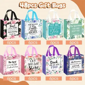 Inspirational Bible Verse Tote Bag Set, 16-48pcs Reusable Polypropylene Bags, Ideal for Baptism, Birthdays & More, Festive Party Gifts, Bridal Shower Gift