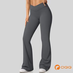 OQQ Women's Casual Pants - High-waisted Loose-Fitting Casual Pants - Comfortable and Elastic Loose Pants with Stretchy Material - Straight Leg Hem