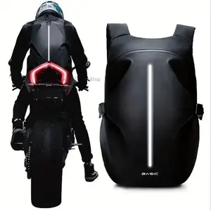 BlackMotorcycleRidingBackpack-LargeCapacity,Reflective,HelmetStorage-ForMen-SuitableforMotorcycling,Cycling,Hiking&Travel-PerfectGiftforRiders