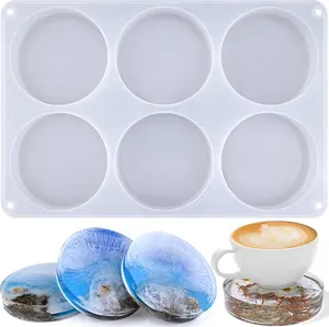 Resin Coaster Molds 6-Cavity Deep Round Coaster Silicone Molds for Resin Casting, Large Coaster Molds for Epoxy Resin DIY Custom Coasters Resin Craft Home Decoration