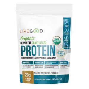LiveGood Complete Plant-Based Protein 20g - Dietary Supplement with All Essential Aminos for Muscle Health
