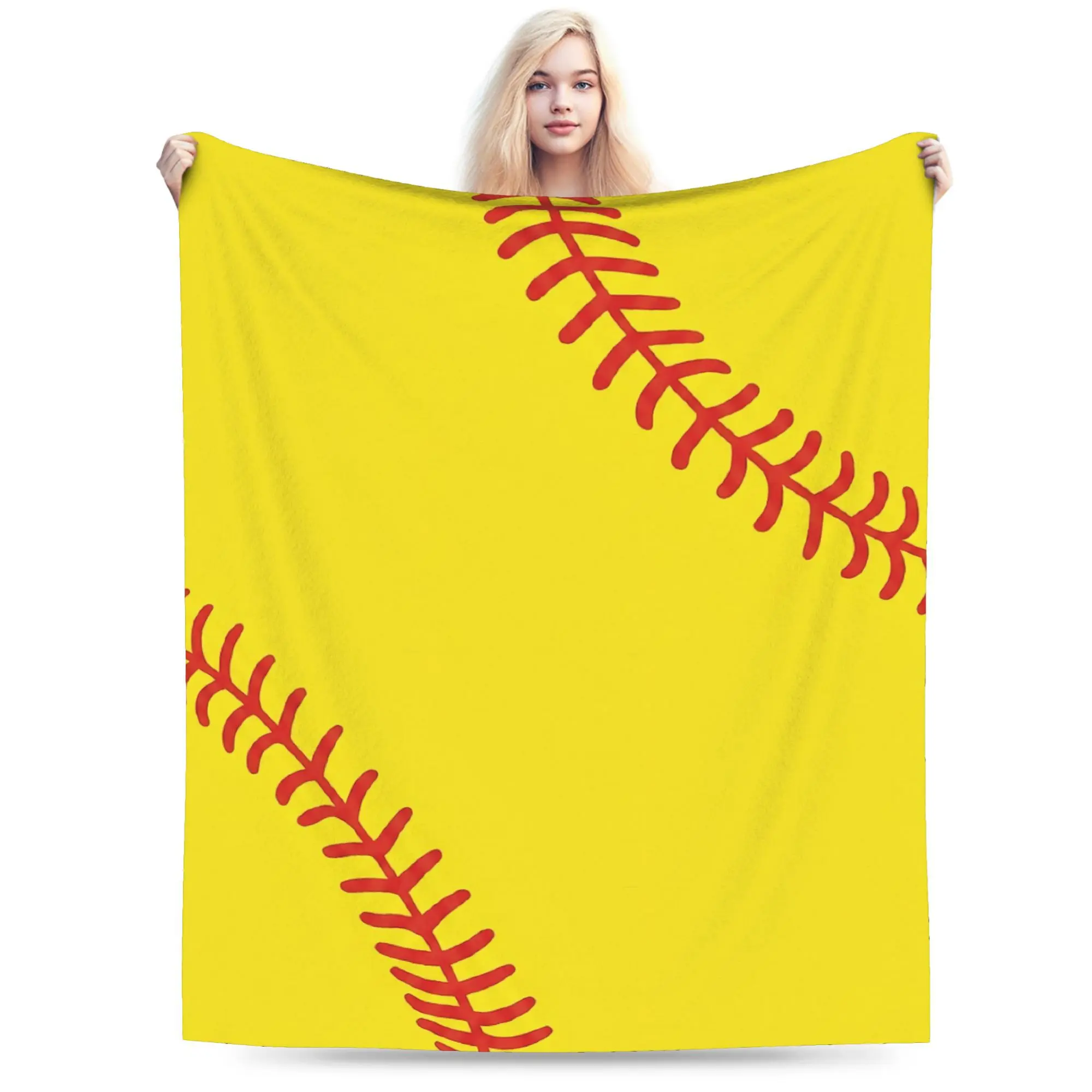 Softball blanket, hypoallergenic flannel throw blanket, anti-pilling, shrink-resistant ultra-soft velvet blanket, lightweight, foldable, durable warm blanket for bedroom, sofa, camping, travel—ideal holiday or birthday gift