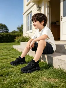 Kids' Breathable Knit Trainers - Flexible Sole, Soft-Sole, Non-Slip, Lightweight Casual Walking Shoes for 3-15 Years Olds' All-Day Play tiktokshopspringglowup, Adjustable Lace, Knit Fabric outdoorfun, 4 - 5 Years