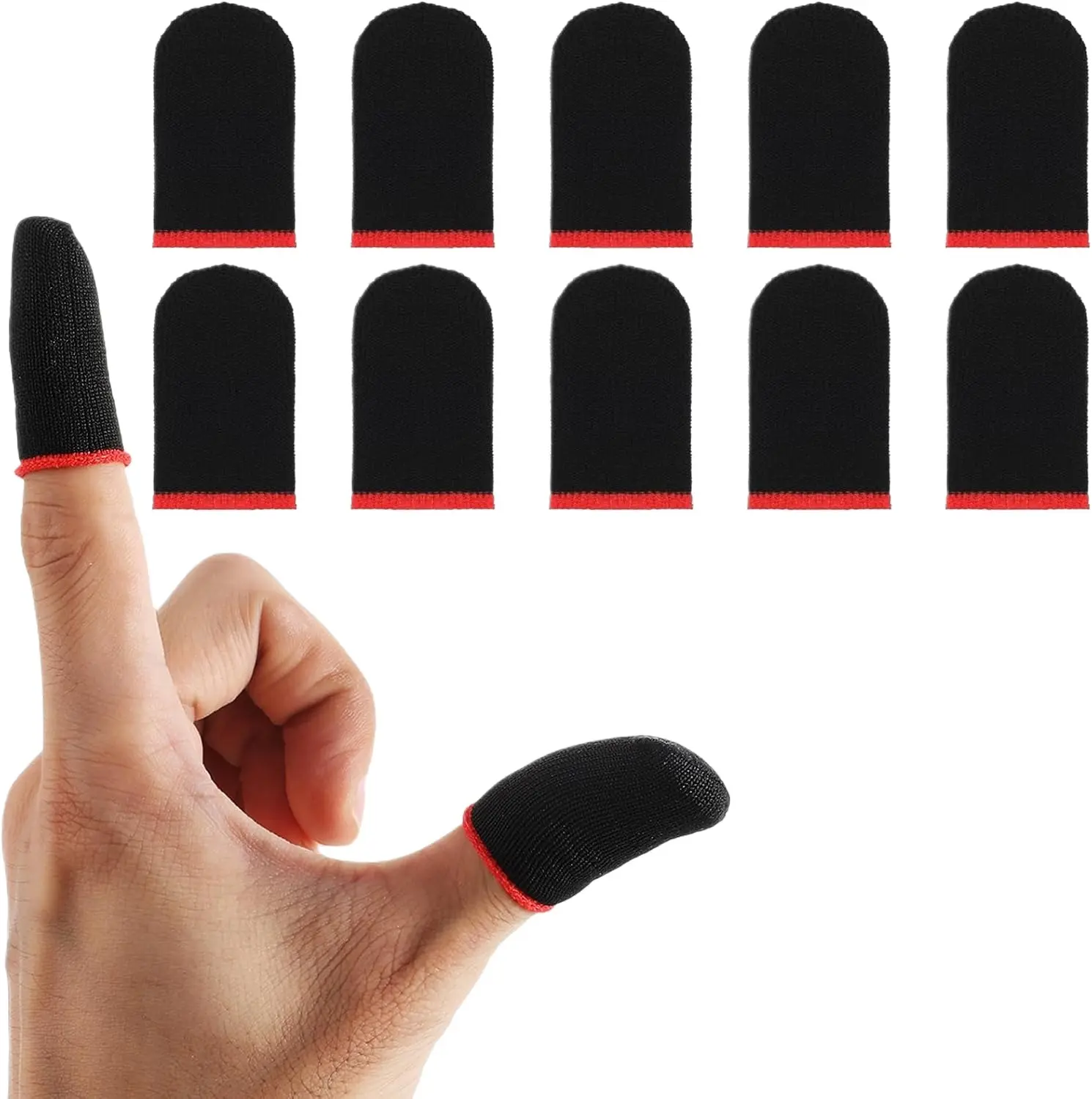 10Pcs Mobile Gaming Finger Sleeves – Anti-Sweat Superconducting Nanofibers Thumb Sleeves, Breathable Touchscreen Gaming Gloves for PUBG, COD, Free Fire #GamingFingerSleeves