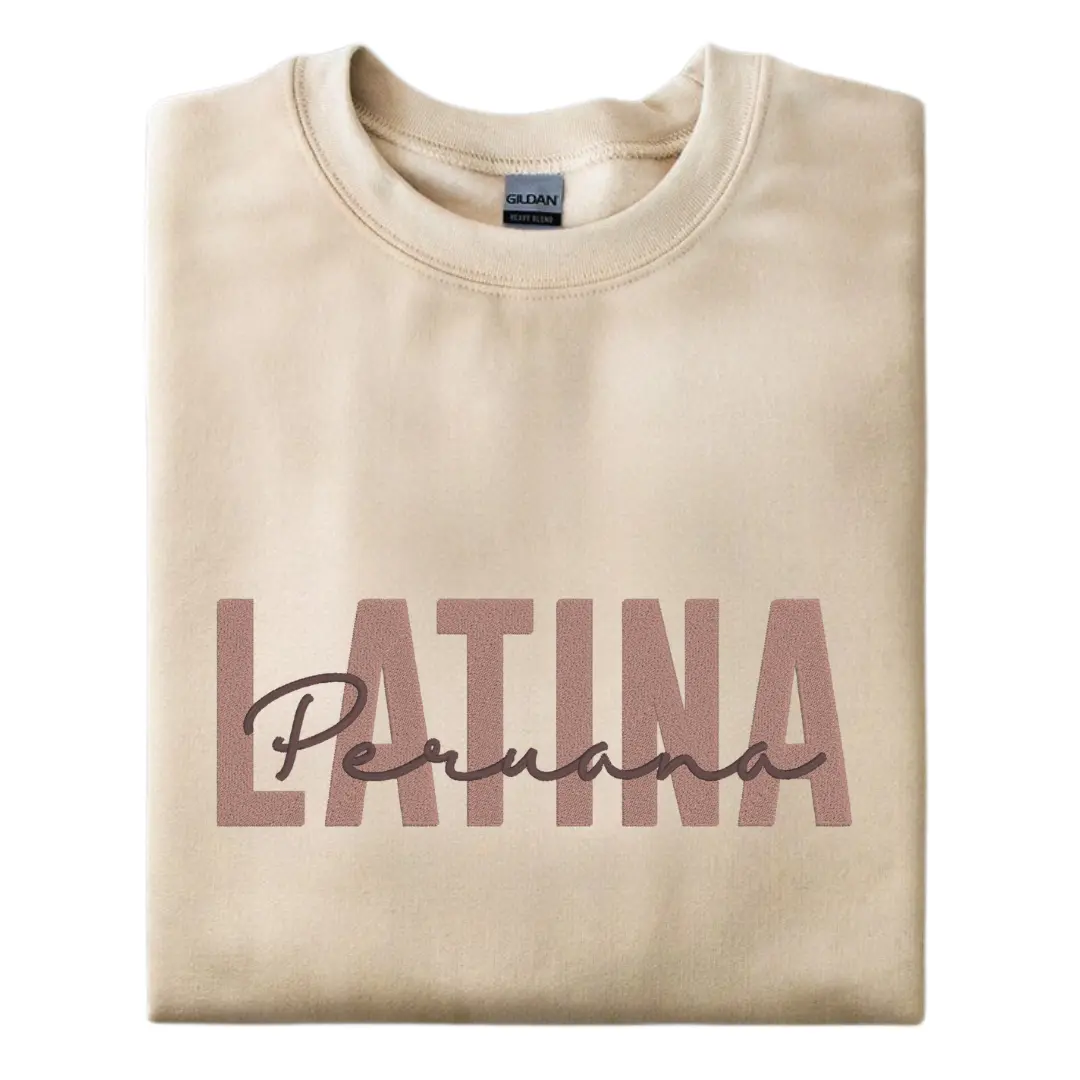 Latina Peruana Embroidered Crewneck Sweatshirt - Latina Peruvian Crewneck Pullover Unisex Sweatshirt, Cotton, Classic Fit