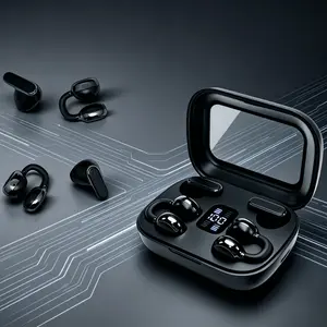 Fluffdrip Q10 2026 Wireless Earbuds 2 Pairs Clip-On Sleep Couples Fashion Mini Headset Music Gaming Clip-on Sleep earbuds Calling  for Android iPhone Sports Earpieces tiny size invisible earbuds 2-in-1 wireless Bluetooth twins Audio Headphones