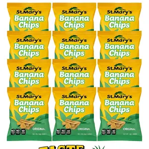 St Mary's Banana Chips 12-Pack Original or Extra Crunchy Snacks Perfect for Any Occasion