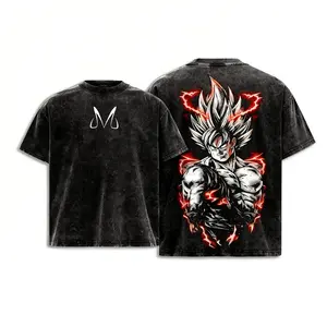 Warrior Strength T-Shirt – Vintage washed dragon ball theme graphic tee, anime-style design, loose and soft 100% cotton streetwear, unisex casual wear