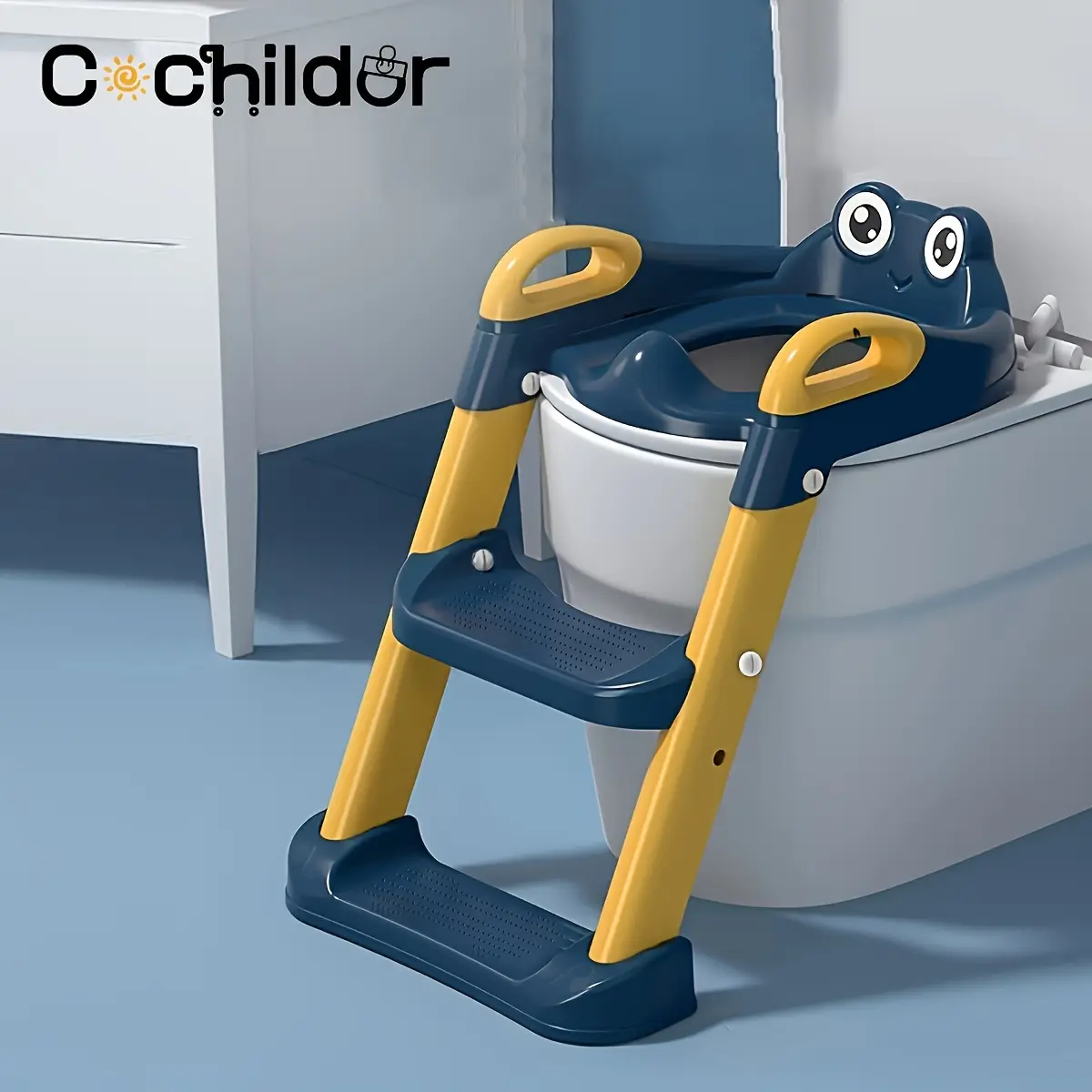 Cochildor Potty Training Seat, Assisted Toilet Ladder with Non-Slip Steps,potty chair,Adjustable Potty Training Seat with Step Stool, Portable Toddler