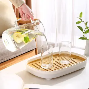 Water Cup Drain Tray, Home Living Room Dual-Layer Trays, Rectangular Tea Tray Fruit Plate Plastic Creative Dinnerware