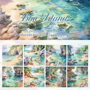 16 Sheets Premium Quality Paper Beach Sea Themed Scrapbook Paper Pack for Decorative Craft, Junk Journal, DIY Art Crafts, Collage, Card Making, Decoupage,TikTokShopJumpstartSale