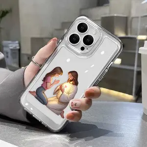 Jesus and little Girl Praying Case for iPhone 17 16 15 14 Pro Max 13 12 11  Air  XS E Plus Anti-Yellowing Shockproof Lightweight Transparent soft Cover