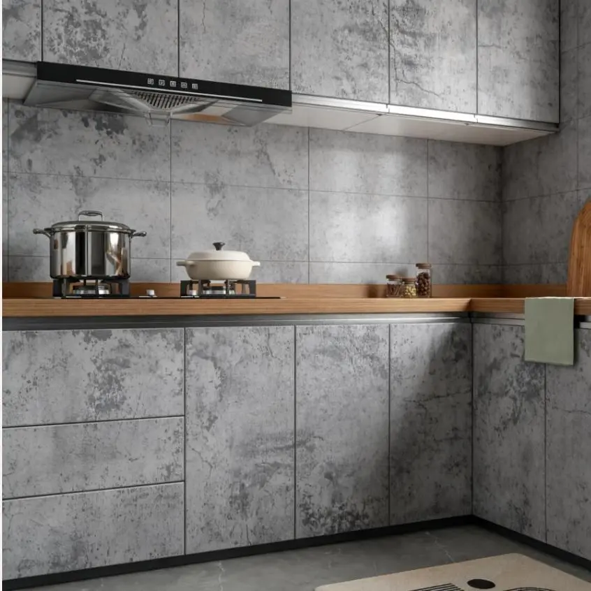 Self-Adhesive Concrete Texture Wallpaper Roll, Dark Cornerless Self-Stick Wall Paper, Ideal for Walls, Cabinets, Bedrooms, Living Rooms