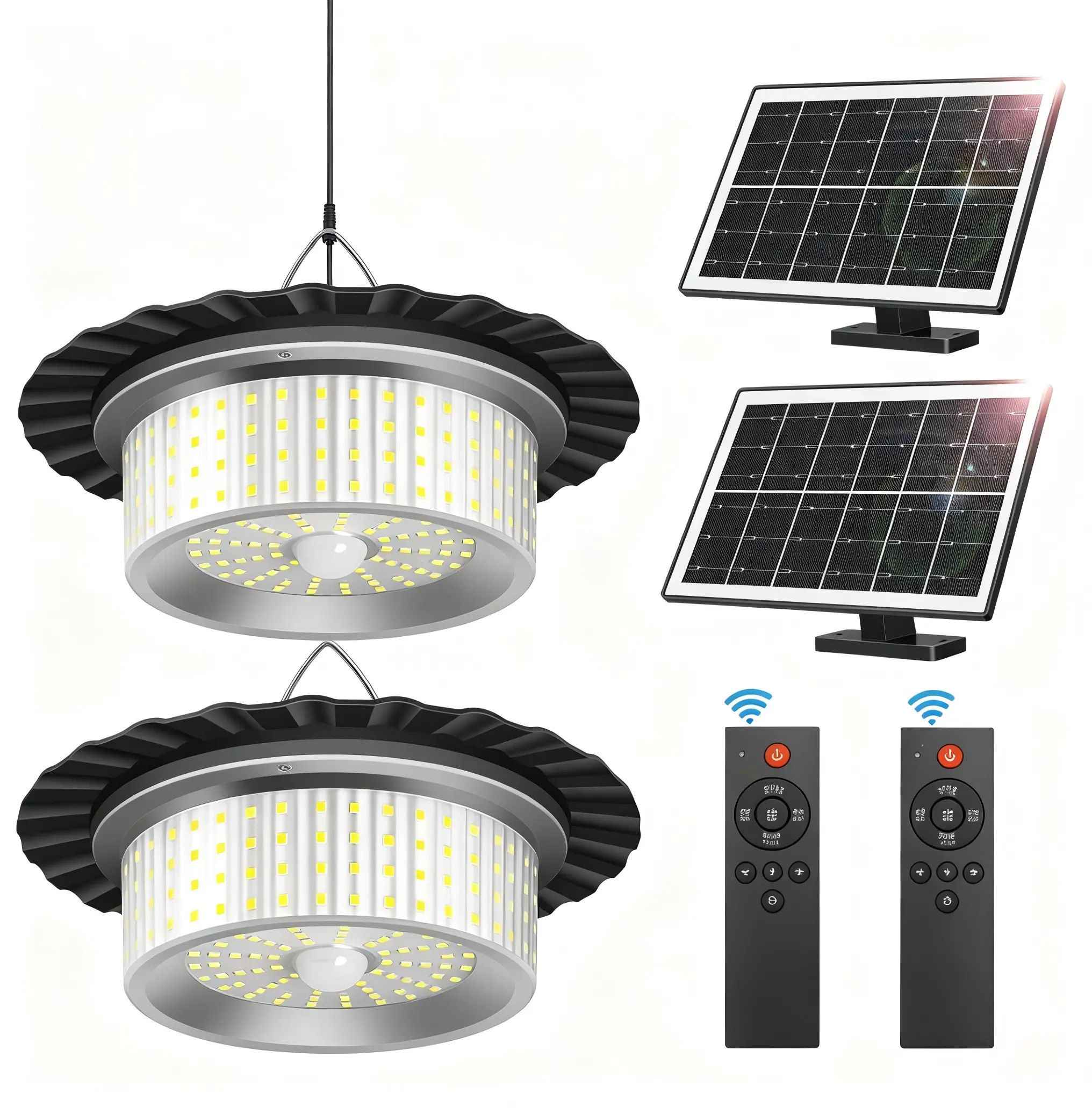 Solar Shed Light with Remote Control, Portable Solar Pendant Lights, 244 LED 360° Glow Waterproof Shed Light, 5 Modes Waterproof Floodlight for Shed, Barn, Gazebo, Yard, Patio, Garage