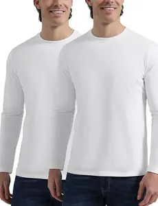 【2 pack】Pioneer Camp Mens T Shirts Cotton Casual Crew Neck Short/Long Sleeve Basic Heavyweight Soft Plain Tees Classic Fit Tshirts