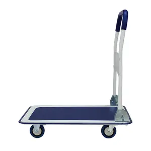 Dufominc Heavy-Duty Folding Platform Truck - 330 lbs Capacity Collapsible Portable Utility Cart, Blue Sturdy Steel Frame, Rubber Wheels, Hand Flatbed Dolly for Moving, Collapsible Utility Carts, Portable Utility Carts