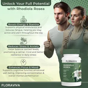 Great Deal Only 100 Units Left! Premium Floraviva Rhodiola Rosea 500mg | Adaptogen Supplement | Stress Relief, Mental Clarity & Energy Support | Non-GMO (60 Caps)