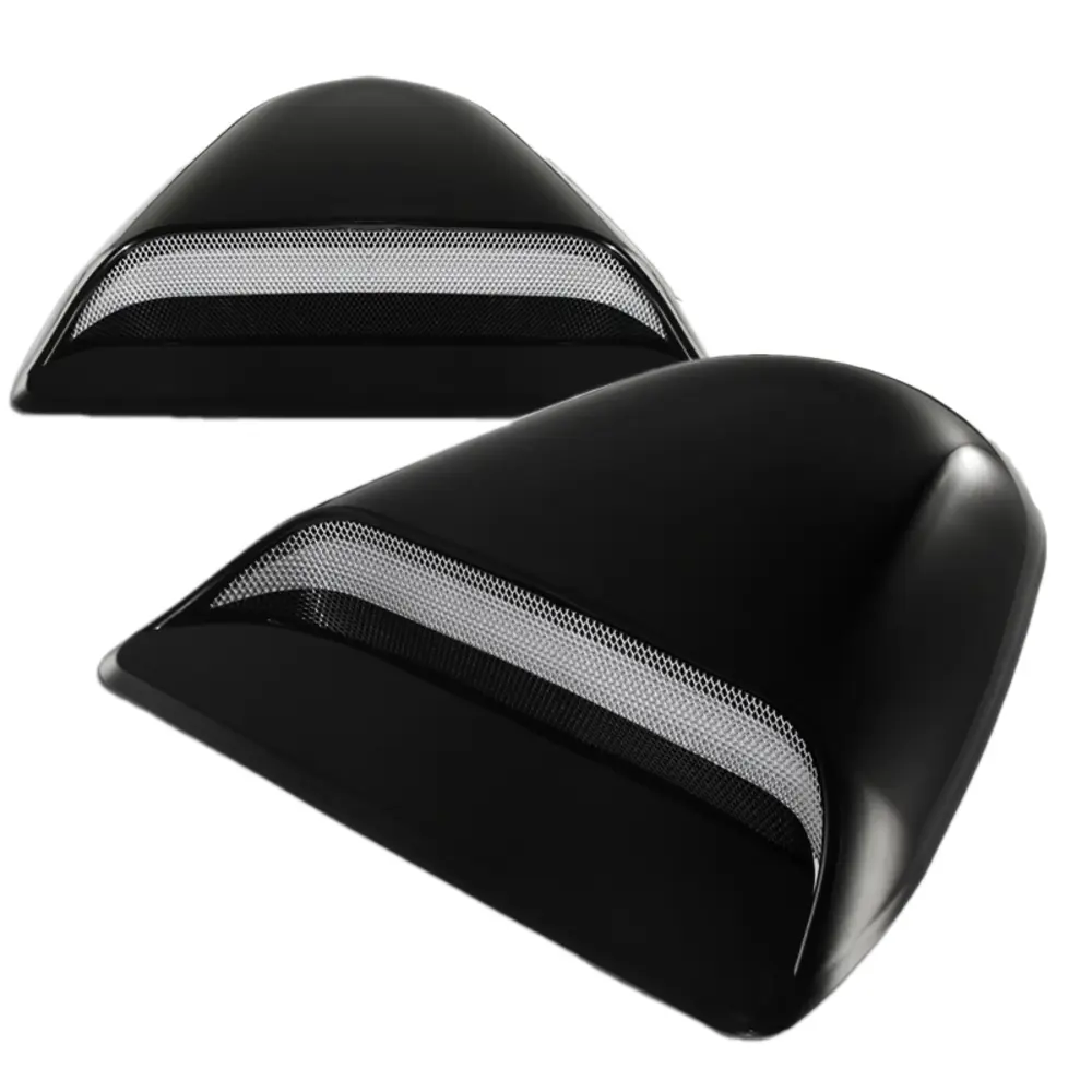 Black Painted ABS Plastic Racing Air Flow Vent Turbo Hood Scoop Decorative Vent Sticker Universal 15.5"x14"x2"