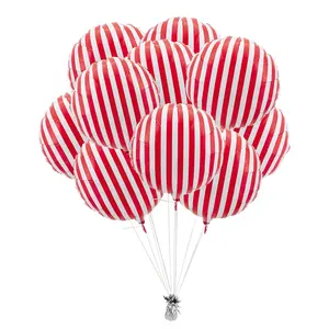 Bulk 24 Pc. Red Striped 18" Mylar Balloons